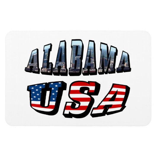 Alabama Afbeelding en Amerikaanse vlag Magneet (Horizontaal)