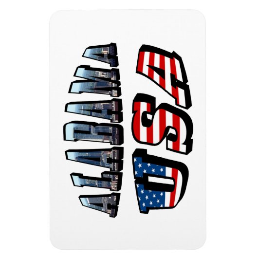 Alabama Afbeelding en Amerikaanse vlag Magneet (Verticaal)