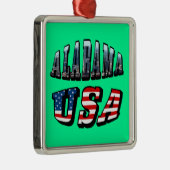 Alabama Afbeelding en Amerikaanse vlag Metalen Ornament (Rechts)