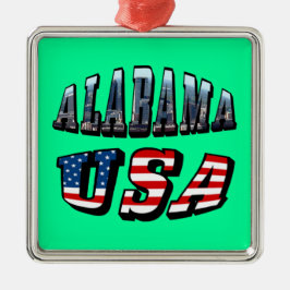 Alabama Afbeelding en Amerikaanse vlag Metalen Ornament