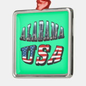 Alabama Afbeelding en Amerikaanse vlag Metalen Ornament (Links)