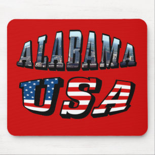 Alabama Afbeelding en Amerikaanse vlag Muismat