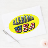 Alabama Afbeelding en Amerikaanse vlag Ovale Sticker (Envelop)