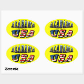 Alabama Afbeelding en Amerikaanse vlag Ovale Sticker (Vel)