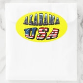 Alabama Afbeelding en Amerikaanse vlag Ovale Sticker (Tas)
