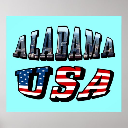 Alabama Afbeelding en Amerikaanse vlag Poster (Voorkant)