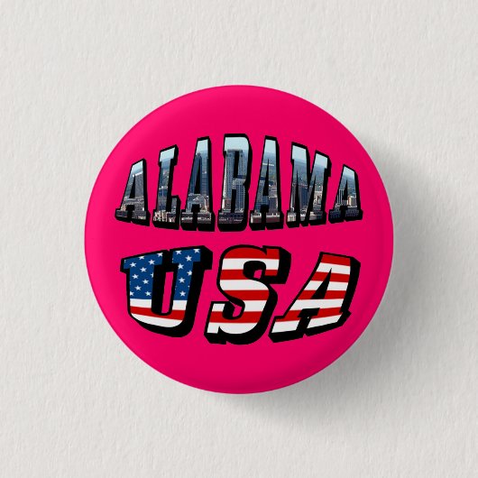 Alabama Afbeelding en Amerikaanse vlag Ronde Button 3,2 Cm (Voorkant)