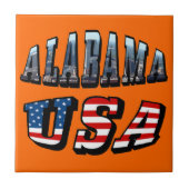 Alabama Afbeelding en Amerikaanse vlag Tegeltje (Voorkant)