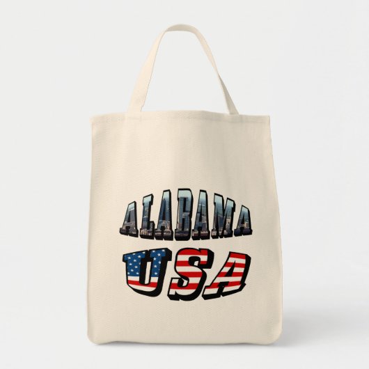 Alabama Afbeelding en Amerikaanse vlag Tote Bag (Voorkant)