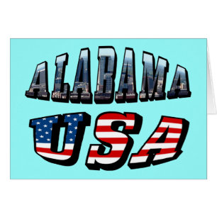 Alabama Afbeelding USA Flag Font Wenskaart