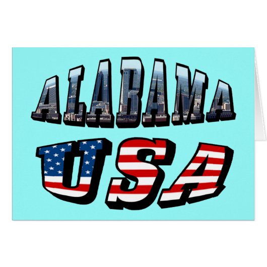 Alabama Afbeelding USA Flag Font Wenskaart (Voorkant Horizontaal)