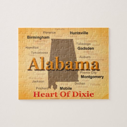 Alabama Aged Map Silhouette Legpuzzel (Horizontaal)