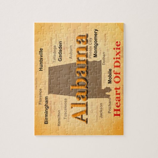 Alabama Aged Map Silhouette Legpuzzel (Verticaal)