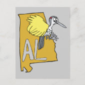 Alabama AL Map & Yellowhammer Woodpecker Cartoon Briefkaart (Voorkant)