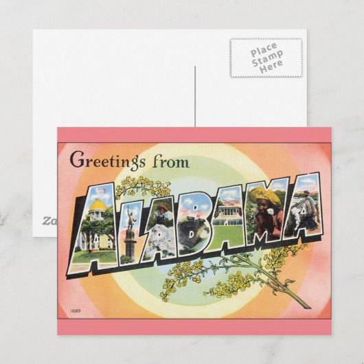 Alabama - Alabama-reizen Briefkaart (Voorkant / Achterkant)