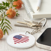 Alabama American Flag Heart Sleutelhanger (Voorkant Rechts)