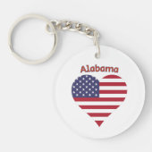 Alabama American Flag Heart Sleutelhanger (Voorkant)
