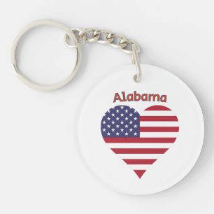 Alabama American Flag Heart Sleutelhanger