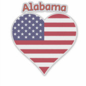 Alabama American Flag Heart Sticker (Voorkant)