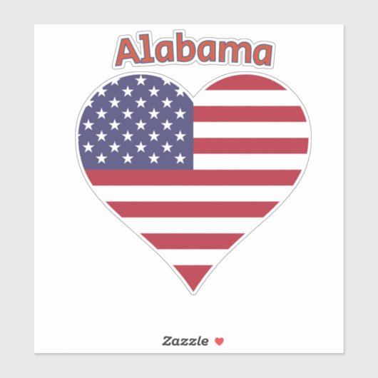 Alabama American Flag Heart Sticker (Vel)