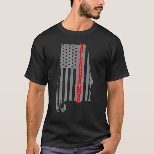 Alabama American Flag State Map Pride Patriotic 4t T-shirt (Voorkant)