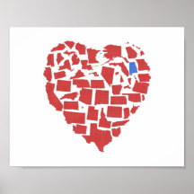 Alabama American States Heart Mosaic Red