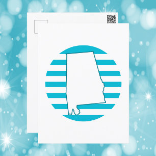 Alabama Amerikaanse staat omtrek blauwe retro cirk Briefkaart