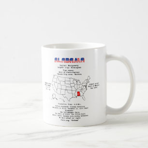 Alabama Amerikaanse staat op een kaart en nuttige Koffiemok