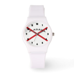 Alabama and Flag Fat Black Numbers Womens cn Horloge
