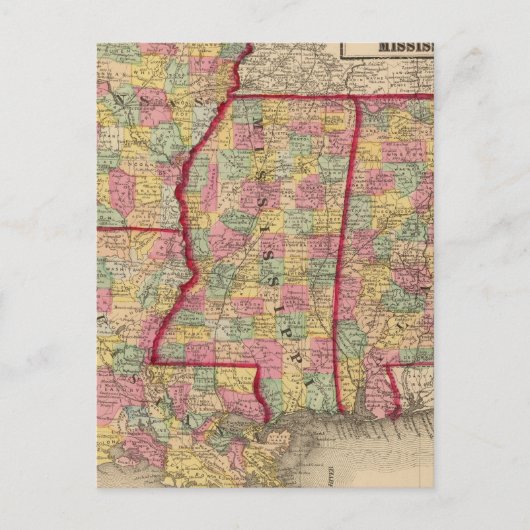 Alabama, Arkansas, Louisiana en Mississippi 2 Briefkaart (Voorkant)