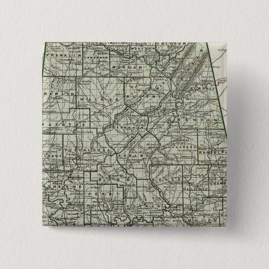 Alabama Atlas Map Vierkante Button 5,1 Cm (Voorkant)