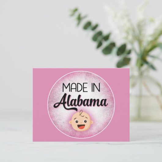 Alabama Baby Funny Pink New Girl Briefkaart (Staand voorkant)