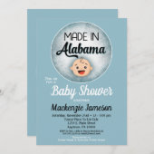 Alabama Baby shower Funny Blue Boys Kaart (Voorkant / Achterkant)