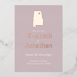 Alabama Bestemmingshuwelijk  Bewaar de datum Roos  Folie Uitnodiging