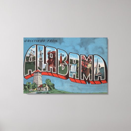 Alabama (blauw) Grote Letter-scènesAlabama Canvas Afdruk (Voorkant)