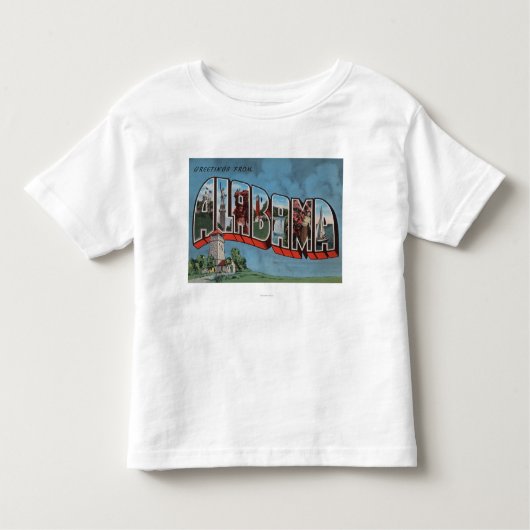 Alabama (blauw) Grote Letter-scènesAlabama Kinder Shirts (Voorkant)