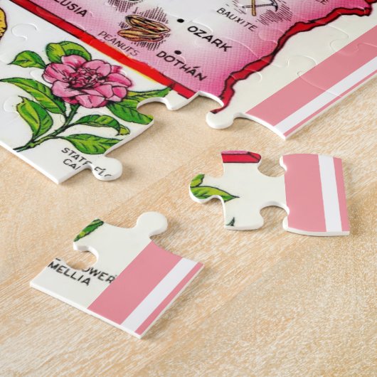 Alabama Briefkaart Kaart Jigsaw Puzzel (Zijkant)