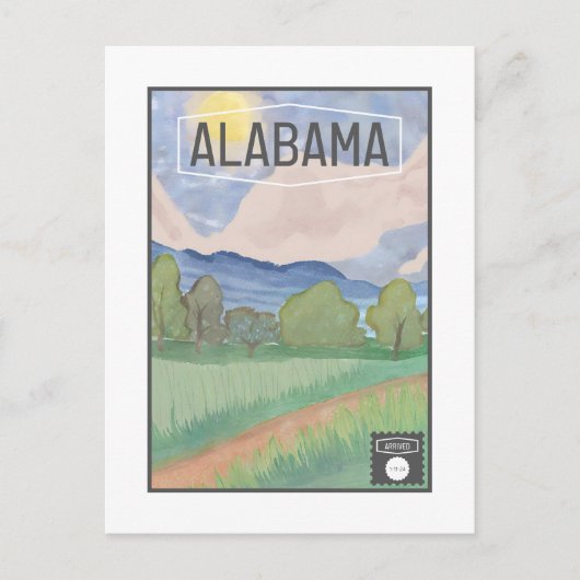 Alabama Briefkaart - Waterverf Design (Voorkant)