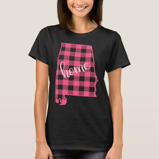 Alabama Buffalo Plaid Home State Country Pink Plai T-shirt (Voorkant)