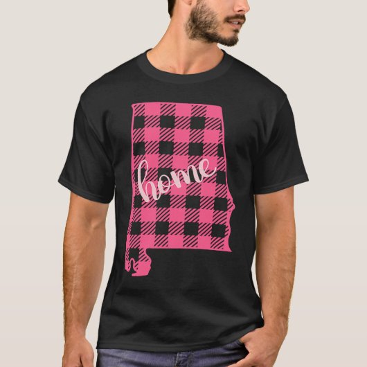 Alabama Buffalo Plaid Home State Country Pink Plai T-shirt (Voorkant)