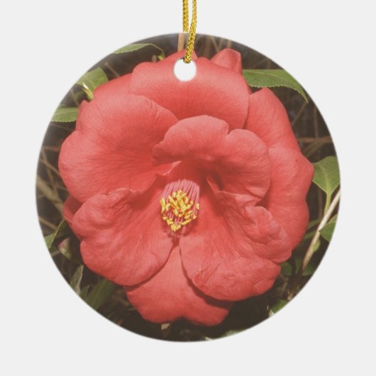 Alabama Camellia (rood) Keramisch Ornament (Voorkant)