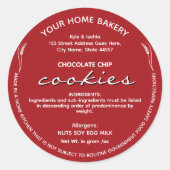 Alabama cottage food labelBakkerij Verpakking Ronde Sticker (Voorkant)
