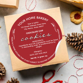 Alabama cottage food labelBakkerij Verpakking Ronde Sticker