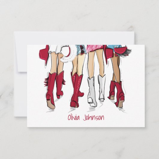 Alabama Dames Cowboy Laarzen Crimson Mode Custom Bedankkaart (Voorkant)