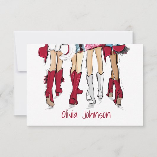 Alabama Dames Cowboy Laarzen Crimson Mode Custom Bedankkaart (Achterkant)