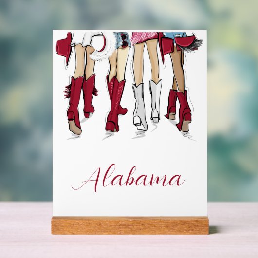 Alabama Dames Mode Cowboy Boot Rood Wit Acryl Bord (Neutraal)