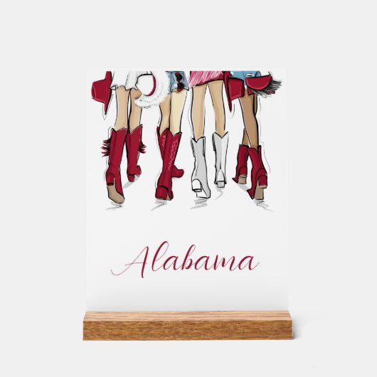 Alabama Dames Mode Cowboy Boot Rood Wit Acryl Bord (Voorkant)