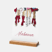 Alabama Dames Mode Cowboy Boot Rood Wit Acryl Bord (Hoek)