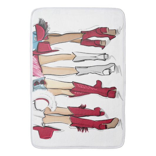 Alabama Dames Mode Cowboy Boot Rood Wit Badmat (Voorkant Verticaal)