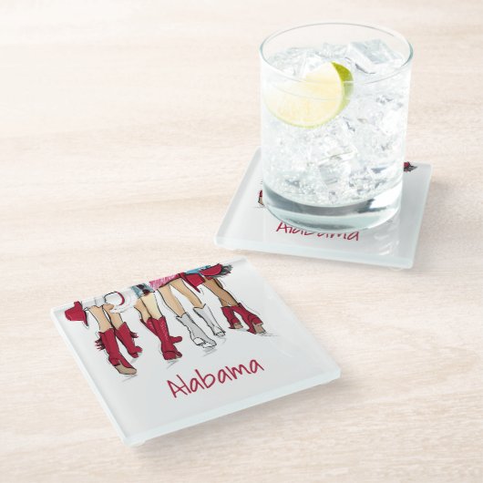 Alabama Dames Mode Cowboy Boots Crimson Red Glazen Onderzetter (Schuin)